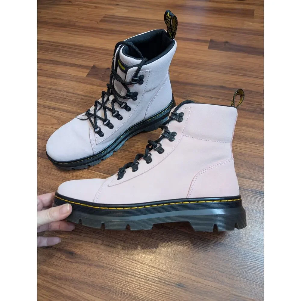 Dr. Martens Bonny II Suede Utility Combat Boots Size 10 Pink NWOT Fairy Grunge